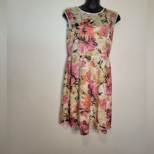 Ile size 14 floral semi sheer floral fit&flare dress